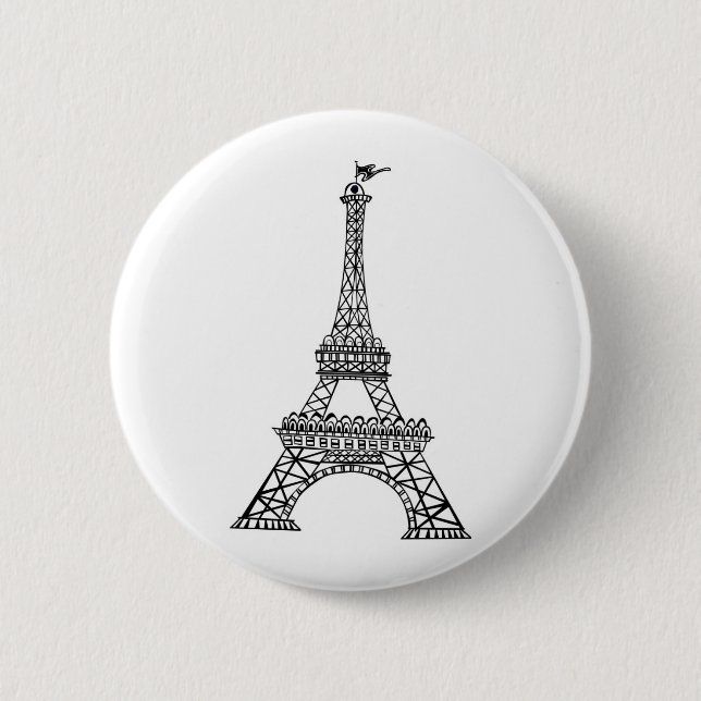 Badge Rond 5 Cm Tour Eiffel (Devant)