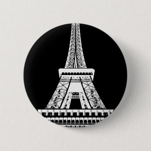 Badge Rond 5 Cm Tour Eiffel noir blanc