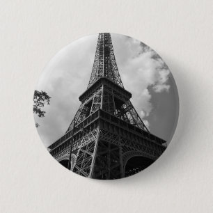 Badge Rond 5 Cm Tour Eiffel noir et blanc à Paris