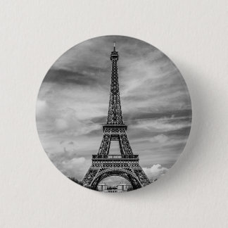 Badge Rond 5 Cm Tour Eiffel noir et blanc Paris France