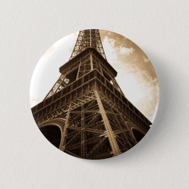 Badge Rond 5 Cm Tour Eiffel Paris (Devant)