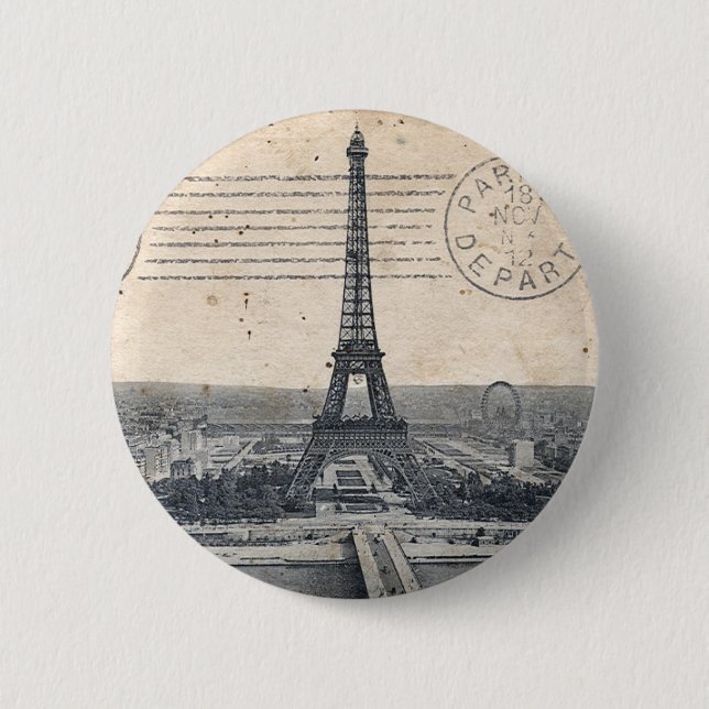 Badge Rond 5 Cm Tour Eiffel vintage (Devant)