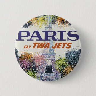 Badge Rond 5 Cm Tour Eiffel vintage Paris Air Travel