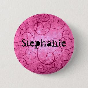 Badge Rond 5 Cm Tourbillons roses