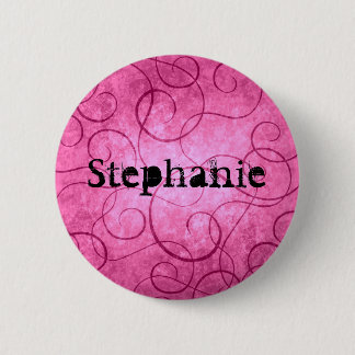 Badge Rond 5 Cm Tourbillons roses