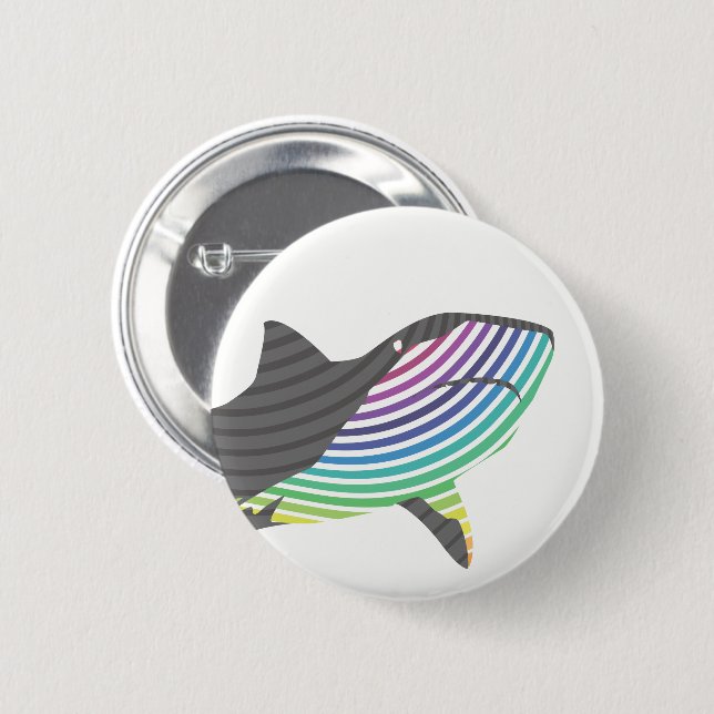 Badge Rond 5 Cm Tournant Requin Couleur (Devant & derrière)