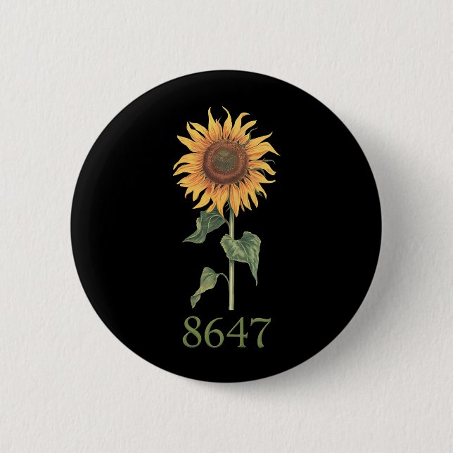Badge Rond 5 Cm Tournesol 8647 86 47 Subtle Anti Trump Floral Boho (Devant)