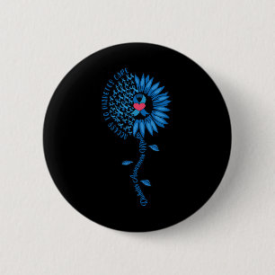 Badge Rond 5 Cm Tournesol à ruban bleu Novembre Sensibilisation au