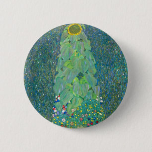 Badge Rond 5 Cm Tournesol de Klimt, Art Nouveau Fleurs Vintage