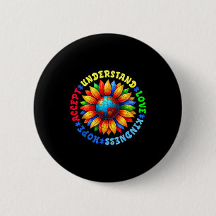 Badge Rond 5 Cm Tournesol de sensibilisation à l'autisme hommes fe