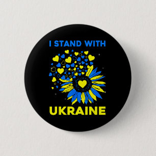 Badge Rond 5 Cm Tournesol du cœur Je suis avec l'Ukraine 