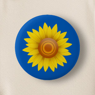 Badge Rond 5 Cm Tournesol en bleu