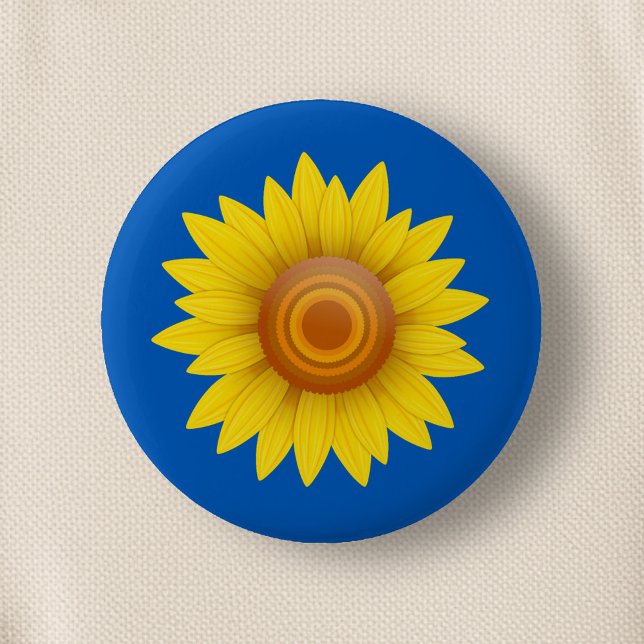 Badge Rond 5 Cm Tournesol en bleu (Créateur téléchargé)