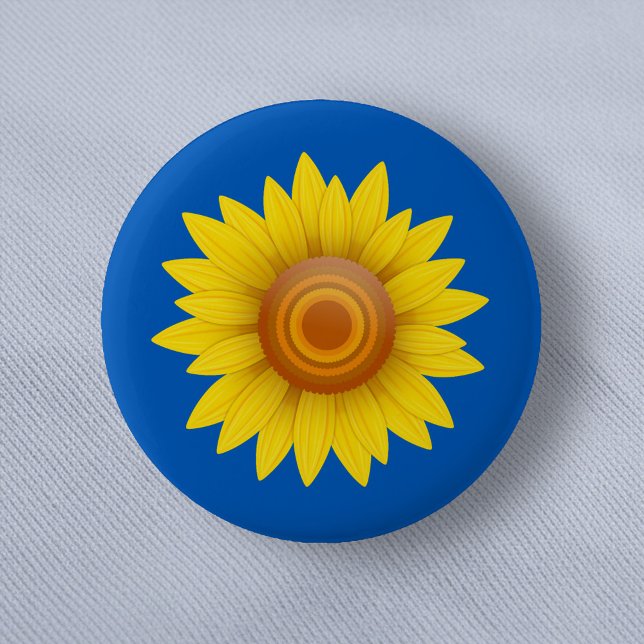 Badge Rond 5 Cm Tournesol en bleu (Créateur téléchargé)