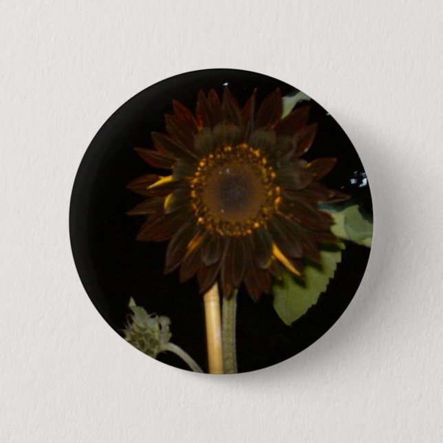 Badge Rond 5 Cm Tournesol foncé la nuit (Devant)