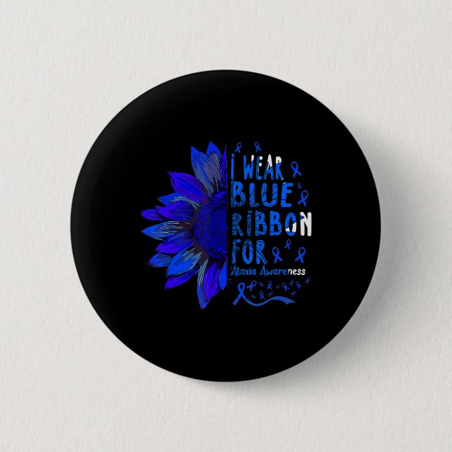 Badge Rond 5 Cm Tournesol I porte du ruban bleu pour la sensibilis (Devant)