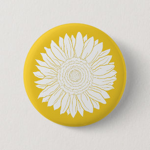 Badge Rond 5 Cm tournesol jaune