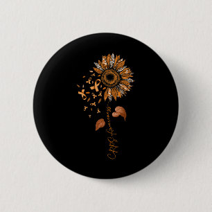 Badge Rond 5 Cm Tournesol Leopard PRS Sensibilisation Orange Ribbo
