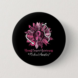 Badge Rond 5 Cm Tournesol Médicale Istant Ruban Cancer du sein Awa