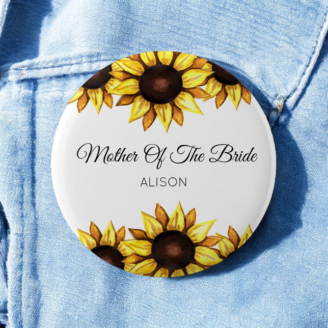 Badge Rond 5 Cm Tournesol Mère du bouton floral de la mariée (Créateur téléchargé)