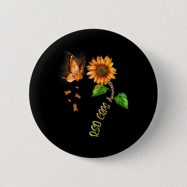 Badge Rond 5 Cm Tournesol Papillon Rsd Crps sensibilisation (Devant)