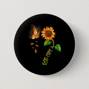 Badge Rond 5 Cm Tournesol papillon RSD Sensibilisation aux SPRC