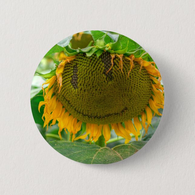 Badge Rond 5 Cm Tournesol souriant (Devant)