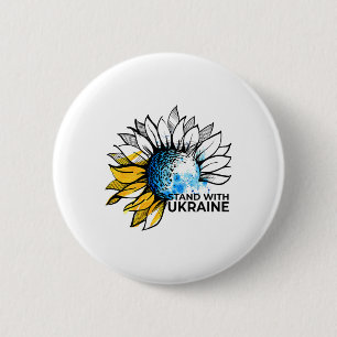 Badge Rond 5 Cm Tournesol Stand With Ukraine - Ukraine Fort Vêteme