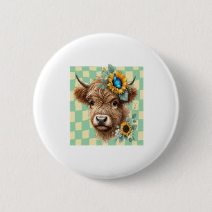 Badge Rond 5 Cm Tournesol Vache Png, Jolie Vache Highland