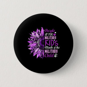 Badge Rond 5 Cm Tournesol Violet Haut Pour Les Enfants Militaires