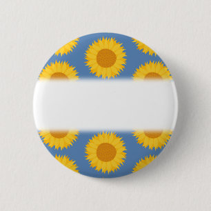Badge Rond 5 Cm Tournesols sur le bleu. Modèle floral