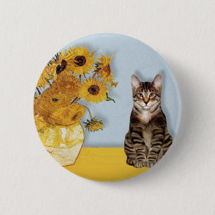 Badge Rond 5 Cm Tournesols - Tabby Tiger cat 30