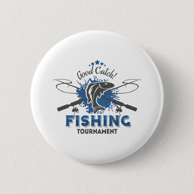 Badge Rond 5 Cm Tournoi de pêche, poisson, pêcheur, lac, océan, me (Devant)