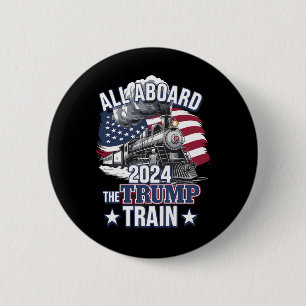 Badge Rond 5 Cm Tous à bord du train Trump Trump 2024 Patriotique 