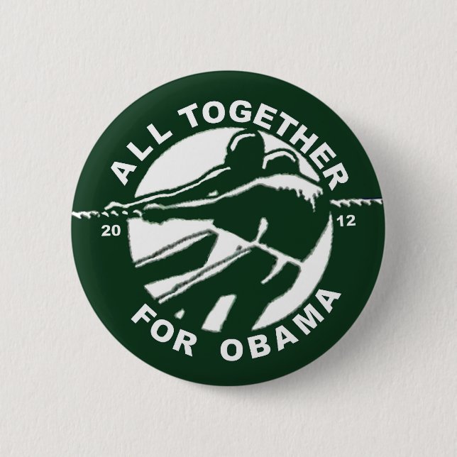 Badge Rond 5 Cm Tous ensemble pour Obama 2012 (version) (Devant)