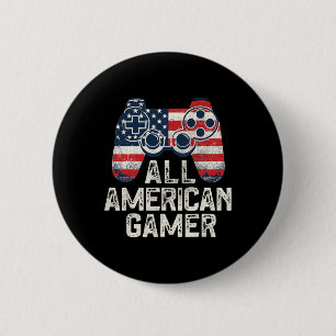 Badge Rond 5 Cm Tous Gamer Américain 4 juillet Jeu Vidéo Jeu M