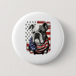 Badge Rond 5 Cm TOUS LES AMÉRICAINS Amateurs de CHIENS anglais bul