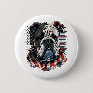 Badge Rond 5 Cm TOUS LES AMÉRICAINS Amateurs de CHIENS english bul