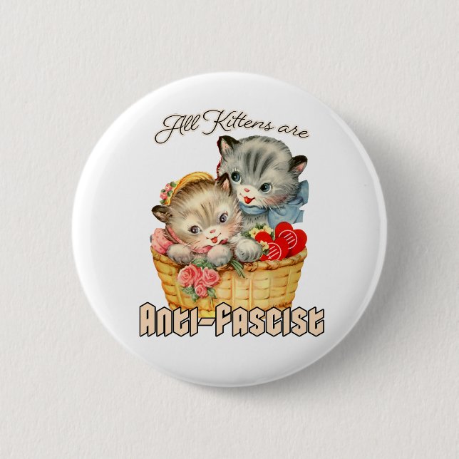 Badge Rond 5 Cm Tous les chatons sont anti-fascistes (Devant)