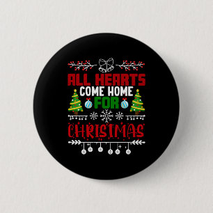 Badge Rond 5 Cm Tous Les Coeurs Reviennent À La Maison Pour Noël