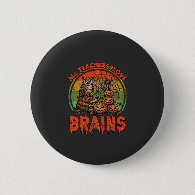 Badge Rond 5 Cm Tous les enseignants aiment les citrouilles d'Hall (Devant)