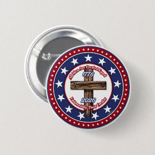Badge Rond 5 Cm Tous les hommes sont créés égaux Croix rude dotée