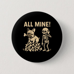 Badge Rond 5 Cm Tous mes os de squelette de chien d'Halloween