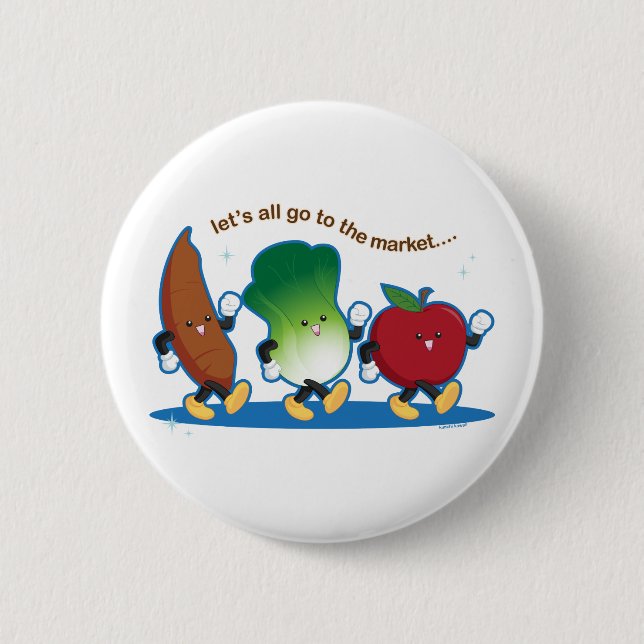 Badge Rond 5 Cm Tous partons au marché (Devant)