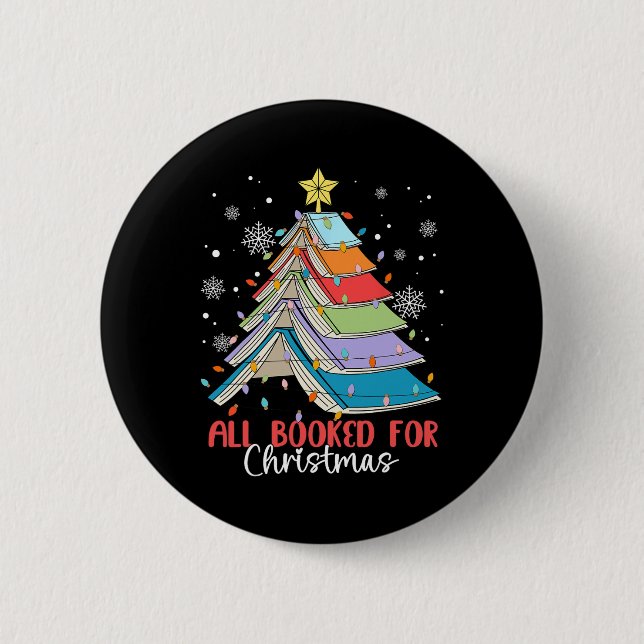 Badge Rond 5 Cm Tous Réservés Pour Noël Livre Arbre de Noël Lumièr (Devant)