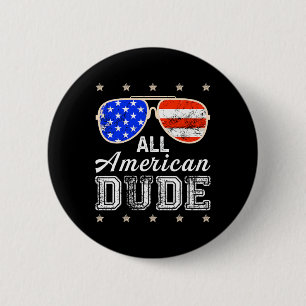 Badge Rond 5 Cm Tout Américain Mec 4 Juillet Famille Lunettes de s