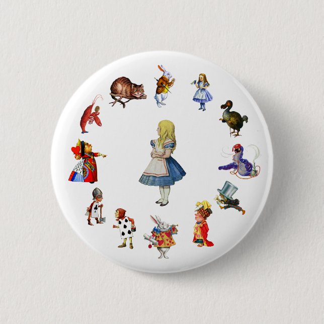 BADGE ROND 5 CM TOUT AUTOUR D'ALICE EN WONDERLAND (Devant)