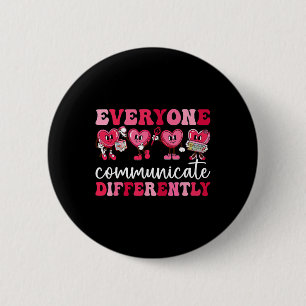 Badge Rond 5 Cm Tout le monde communique différemment Cœur Autisme