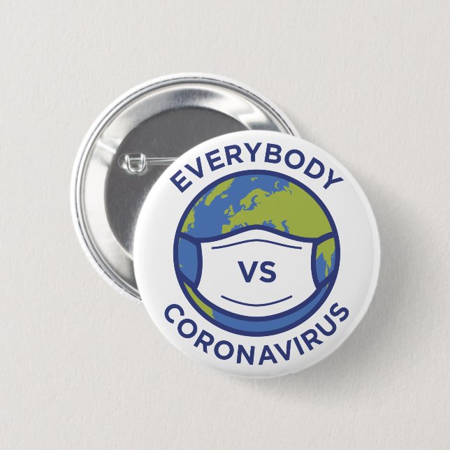 Badge Rond 5 Cm Tout le monde VS Coronavirus (Devant & derrière)