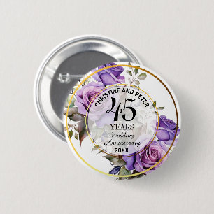 Badge Rond 5 Cm Tout Mariage (45) Gold Frame Roses Anniversaire